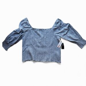 NWT Black Tape_ Women Blue Long Sleeve Off The Shoulder Smocked Top 3X Plus